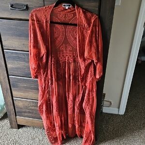 Vivid Burnt Orange Kimono Medium